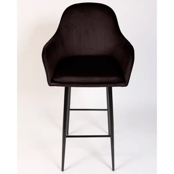 Кресло Сета, барные ножки, коричневый, черный, велюр - фото 2