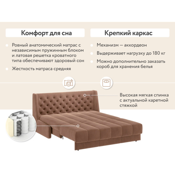 Диван-кровать Ричмонд, прямой, темно-бежевый - фото 6