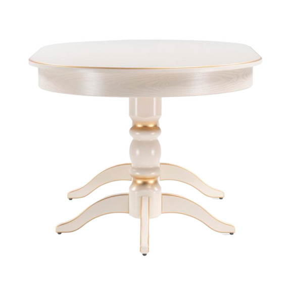 Деревянный стол Дейвер 160(220)х100х76 слоновая кость / золото - фото 3