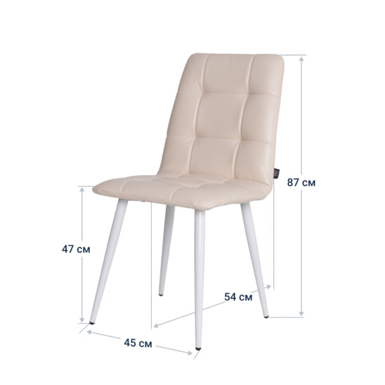 Стул Olys, кожзам Марвелл крем, ножки металл 32*18 RAL 9003 муар - фото 4