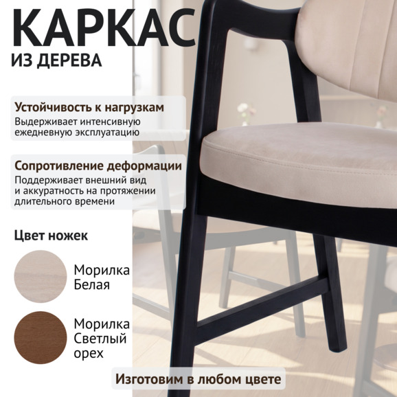 Стул Дарк, велюр Дансо 100, морилка черная - фото 4