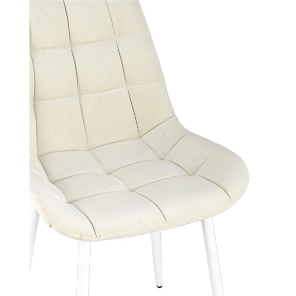 Стул Флекс велюр светло-бежевый белые ножки - фото 5