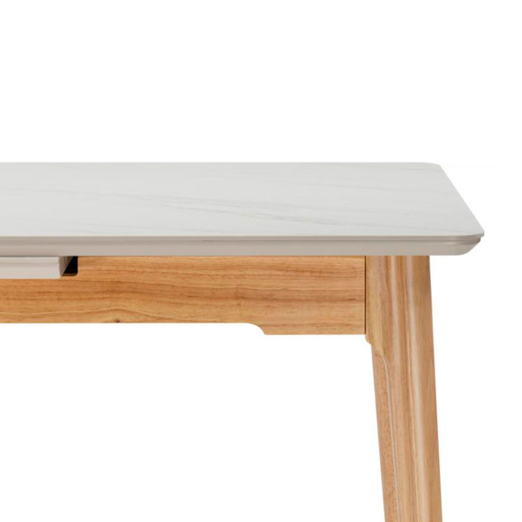 Стол Halmar 140(180)x80 белый спеченный камень / светлое дерево - фото 6