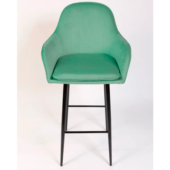 Кресло Сета, барные ножки, светло-зеленый, черный, велюр - фото 2