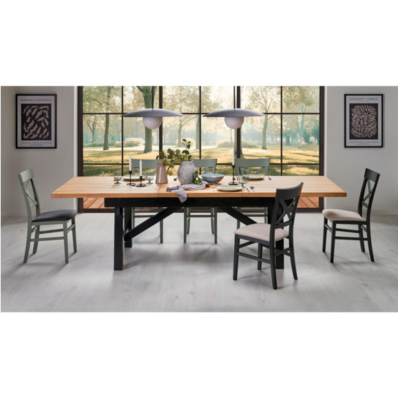 Стол обеденный Aureole, раскладной, дуб натуральный, черный - фото 3