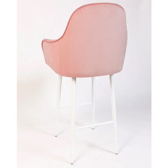 Кресло Сета, барные ножки, пудровый, белый, велюр - фото 5