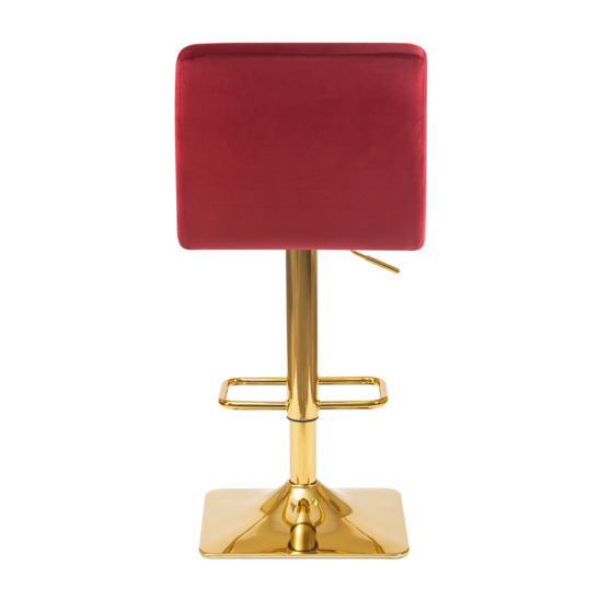 Барный стул Арканес, золотая база, велюр бордовый - фото 2