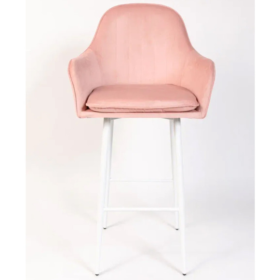 Кресло Сета, барные ножки, розовый, белый, велюр - фото 2
