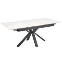 Настоящее фото товара Стол обеденный Lintel, белый мрамор, черный, произведённого компанией ChiedoCover