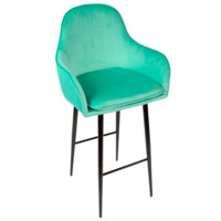 Настоящее фото товара Кресло Сета, барные ножки, мятный, черный, велюр, произведённого компанией ChiedoCover