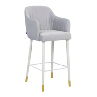 Настоящее фото товара Барный стул Тюльпан, серый, ножки белый/ золотой, произведённого компанией ChiedoCover