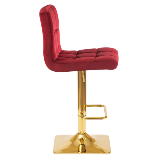 Барный стул Арканес, золотая база, велюр бордовый - фото 4