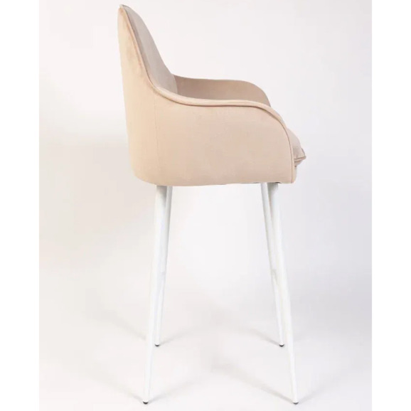Кресло Сета, барные ножки, бежевый, белый, велюр - фото 7