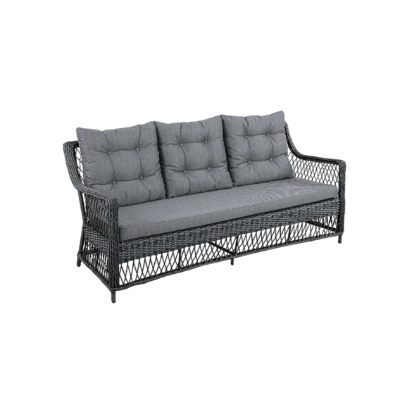 Диван Рум, черный металлик, ротанг Диван Рум, черный металлик, ротанг - фото 1