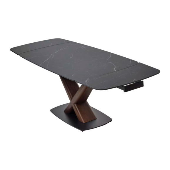 Стол Blanco 160, matt black marble solid ceramic, орех - фото 11