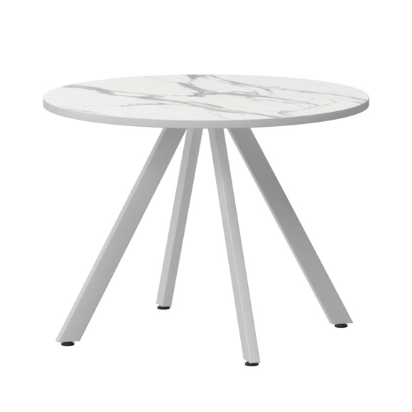 Стол нераздвижной Лаки мини 800мм, мрамор белый, белый муар - фото 1