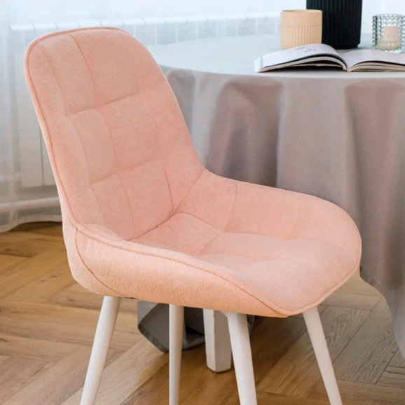 Стул Мускус, металл круглый профиль, букле, розовый, белый - фото 9