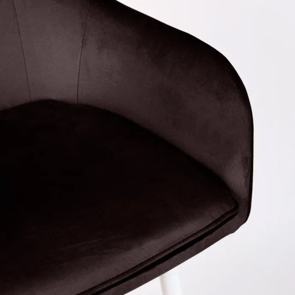 Кресло Сета, барные ножки, коричневый, белый, велюр - фото 10