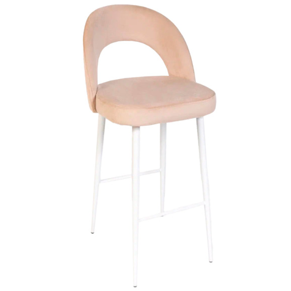 Стул Пиннате, барный, бежевый, белый, велюр - фото 1