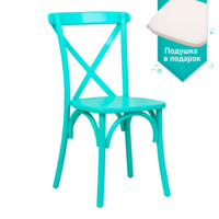 Настоящее фото товара Стул Кроссбэк, деревянный, бирюзовый, произведённого компанией ChiedoCover