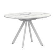 Фотография товара Стол раздвижной Лаки мини 800+300мм, мрамор белый, белый муар от компании ChiedoCover.