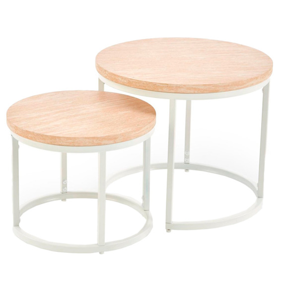 Набор журнальных столиков Pause, травертин, белый - фото 1