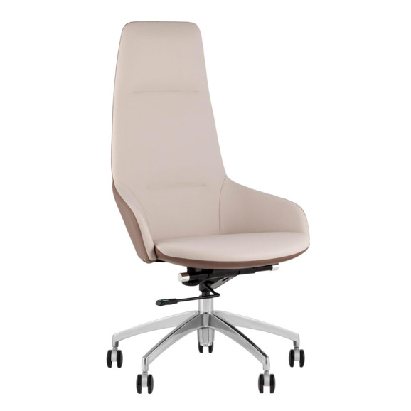 Кресло руководителя TopChairs Soulo светло-серый, коричневый - фото 1
