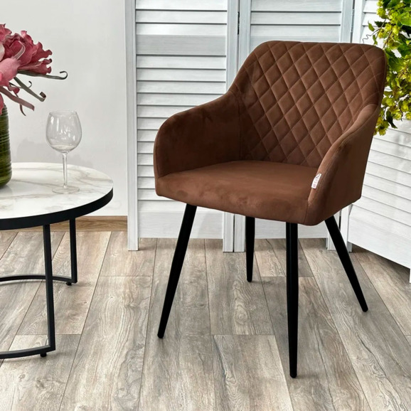 Стул Brandy Кофе, велюр, черный каркас - фото 4