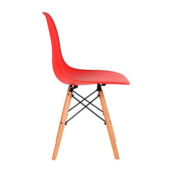 Стул пластиковый Eames, красный, каркас бук - фото 3