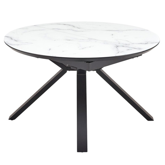Стол обеденный Brocade, раскладной, белый мрамор, черный Стол обеденный Brocade, раскладной, белый мрамор, черный - фото 1