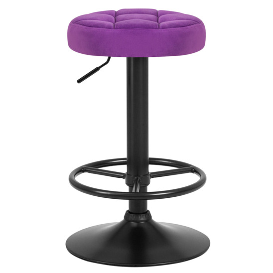 Барный стул ПАВИЯ, черная база, велюр фиолетовый - фото 1