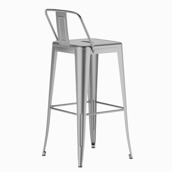 Стул Tolix со спинкой барный, серебрянный - фото 3