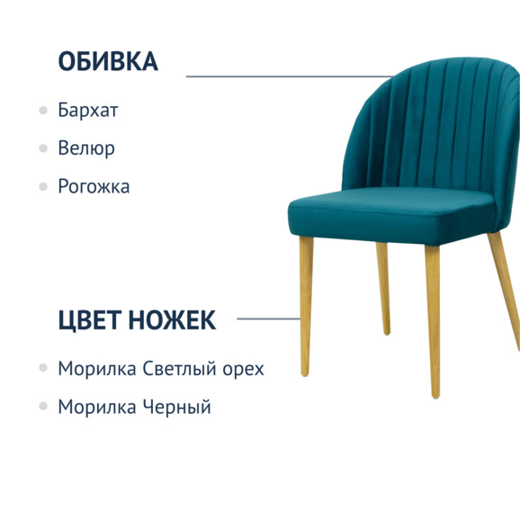 Стул Тони, изумрудный, ножки - бук - фото 2