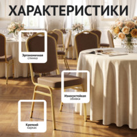 Фотография товара Стул Хит 20мм - золото, кожзам темно-коричневый от компании ChiedoCover.