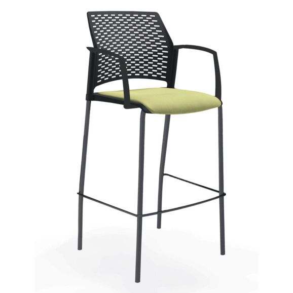 Стул Ревайнд барный с мягким сиденьем и закрытыми подлокотниками, черный - фото 5