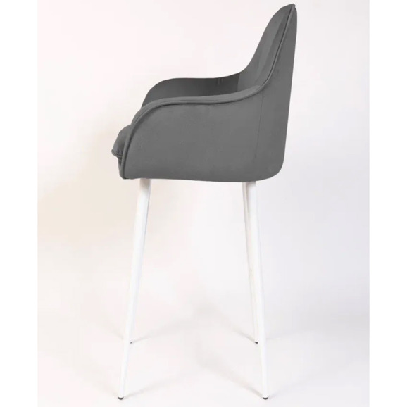 Кресло Сета, барные ножки, серый, белый, велюр - фото 4