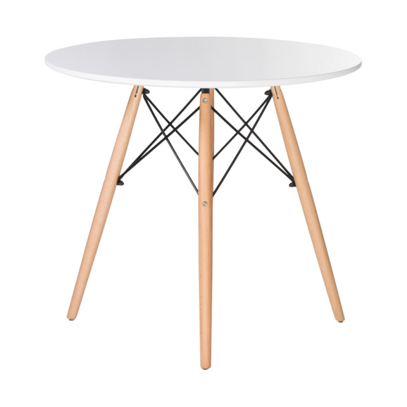 Стол обеденный Eames 80, ножки светлый бук, столешница белая Стол обеденный Eames 80, ножки светлый бук, столешница белая - фото 2