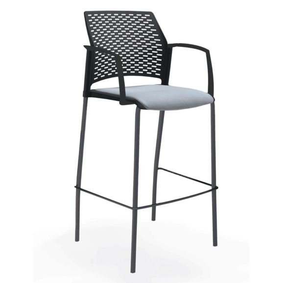 Стул Ревайнд барный с мягким сиденьем и закрытыми подлокотниками, черный - фото 4