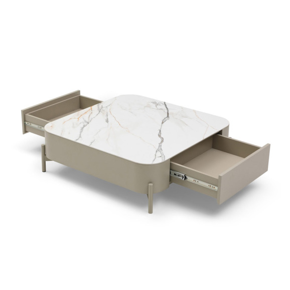 Журнальный стол Эклипс, бежевая матовая керамика - фото 3