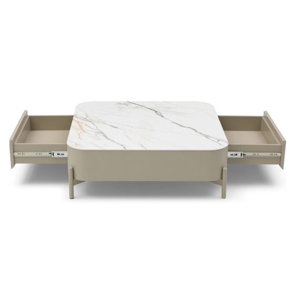 Журнальный стол Эклипс, бежевая матовая керамика - фото 4