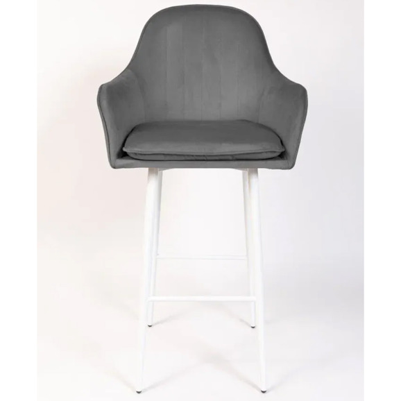 Кресло Сета, барные ножки, серый, белый, велюр - фото 2