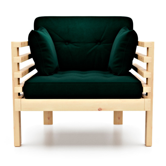 Кресло Стоун, Velvet лесной зеленый/ сосна - фото 3