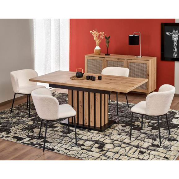 Стол обеденный Virtue, раскладной, дуб артизан, черный Стол обеденный Virtue, раскладной, дуб артизан, черный - фото 9