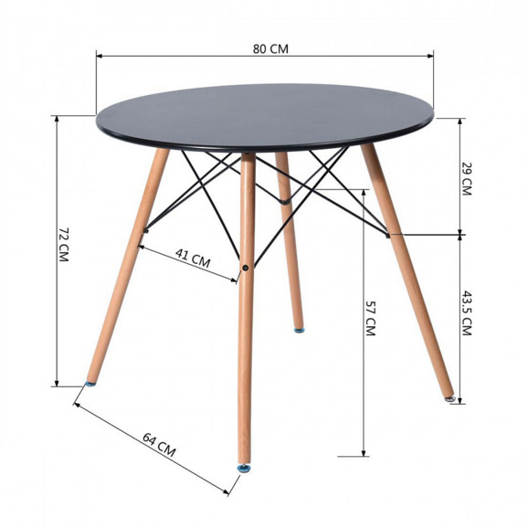 Стол круглый EAMES DSW D80 черный - фото 3