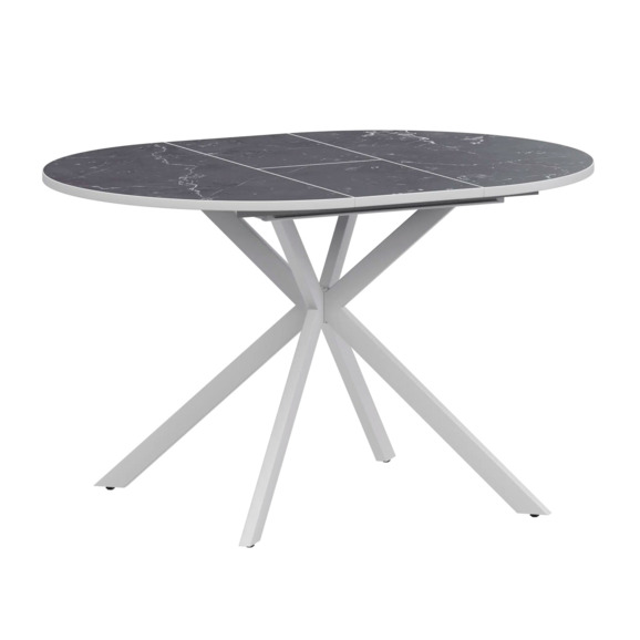 Стол раздвижной Грант 900+300, даркстоун, белый муар - фото 1