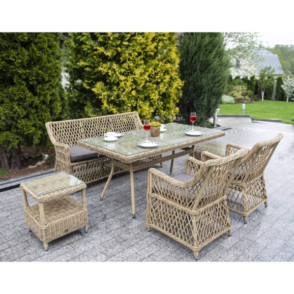 Катания F обеденная группа плетеная на 4 персоны, цвет соломенный - фото 2