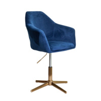 Настоящее фото товара Барный стул DUBAI синий велюр, золото, произведённого компанией ChiedoCover