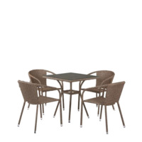 Настоящее фото товара Комплект мебели Альме, Light brown, 4 стула, квадратная столешница, произведённого компанией ChiedoCover