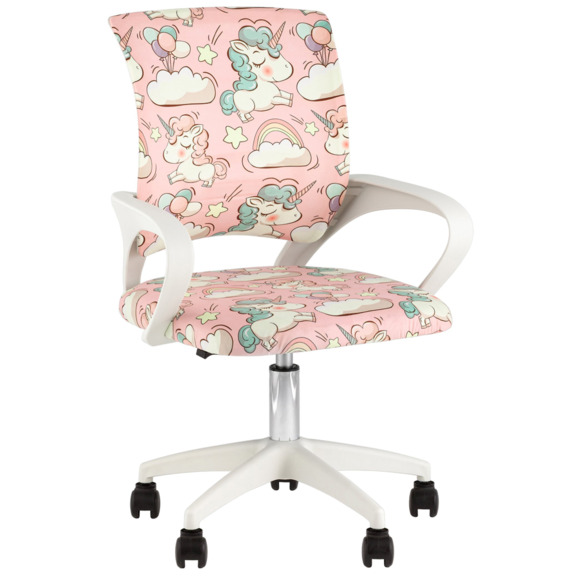 Кресло офисное TopChairs Simple SN Junior, принт Unicorns, белый - фото 1