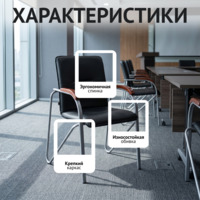Фотография товара Стул Самба, кожзам Гэлакси Блэк, каркас серебро, подлокотники бук венге от компании ChiedoCover.